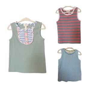 Matilda Jane Arcade Cookie Tank Tops 3pc Lot Ruffle Girls 4T Travel Log Shirt
